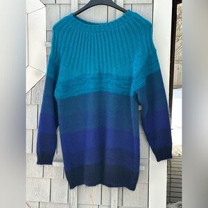 Valerie Stevens Teal and Navy Striped Sweater